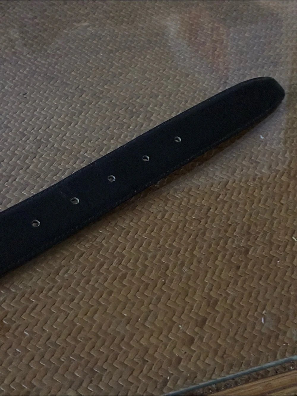Bruno Magali brown/ black snakeskin leather reversible belt. Brass buckle. L40”